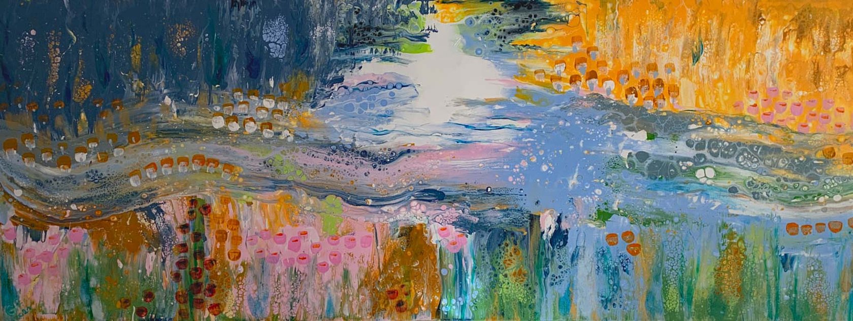 Life is a river, Acryl und Pouring auf Leinwand